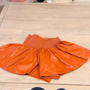 QUEEN OF SPARKLES High Waist Orange pleather shorts